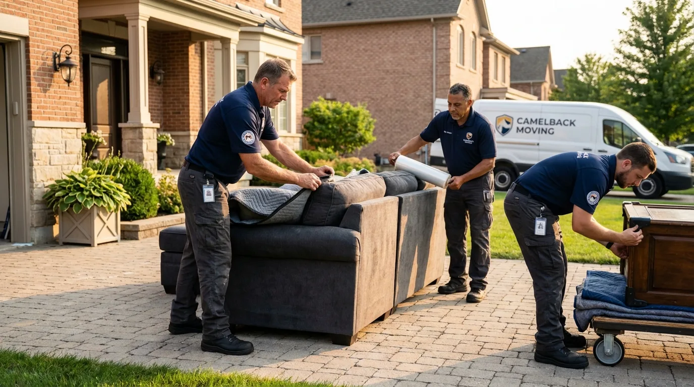 Large estate moving crew wrapping furniture in Glendora, NJ