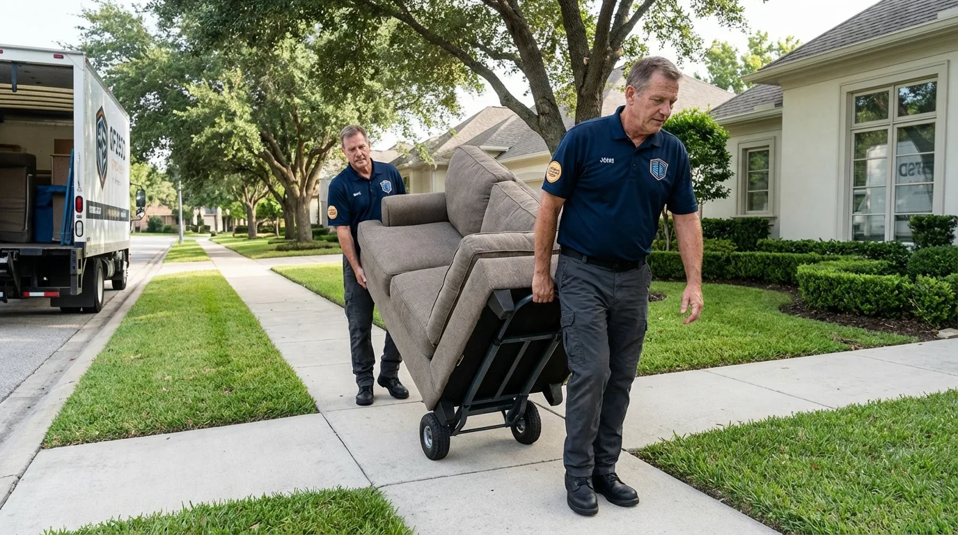 Local residential moving crew loading furniture in Glendora, NJ